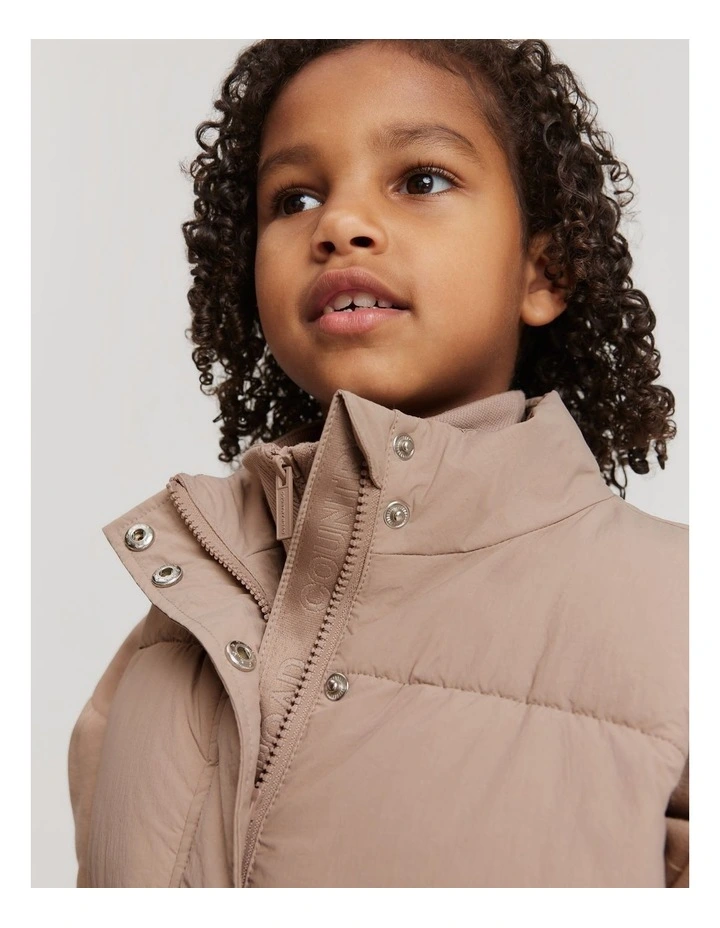 Reversible Faux Fur Vest in Mushroom image 1