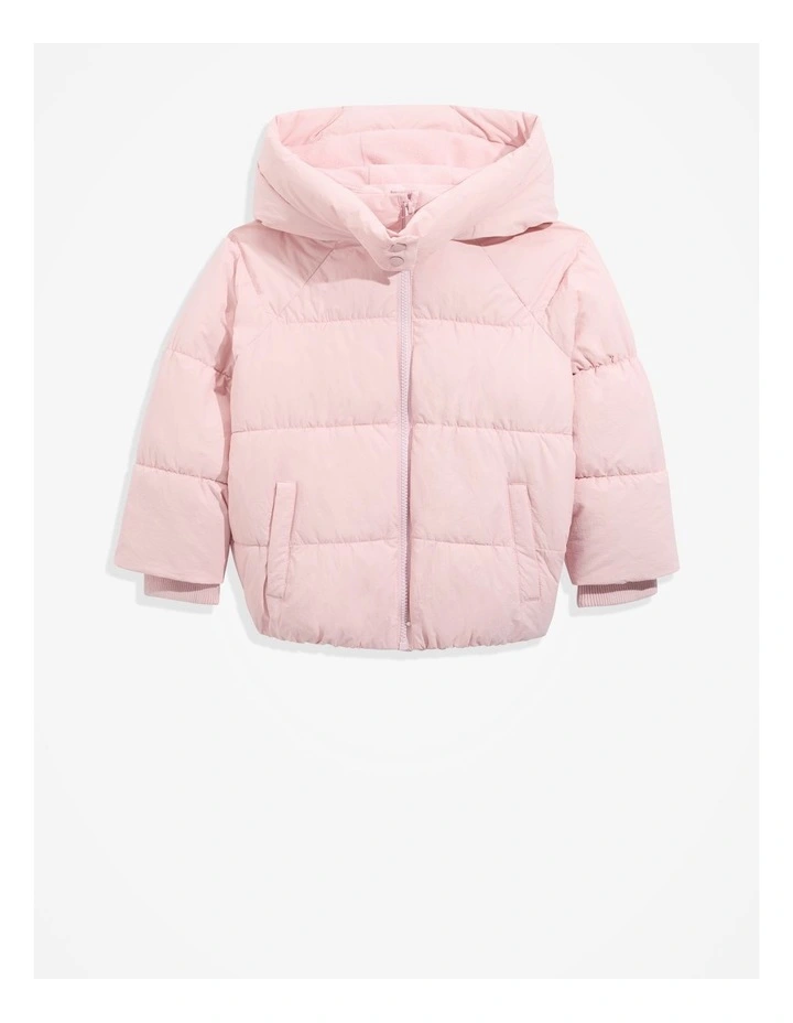 Recycled Nylon Puffer Sweat Jacket in Mineral Pink image 1
