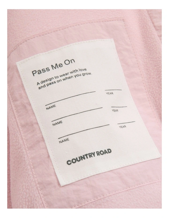 Recycled Nylon Puffer Sweat Jacket in Mineral Pink image 3