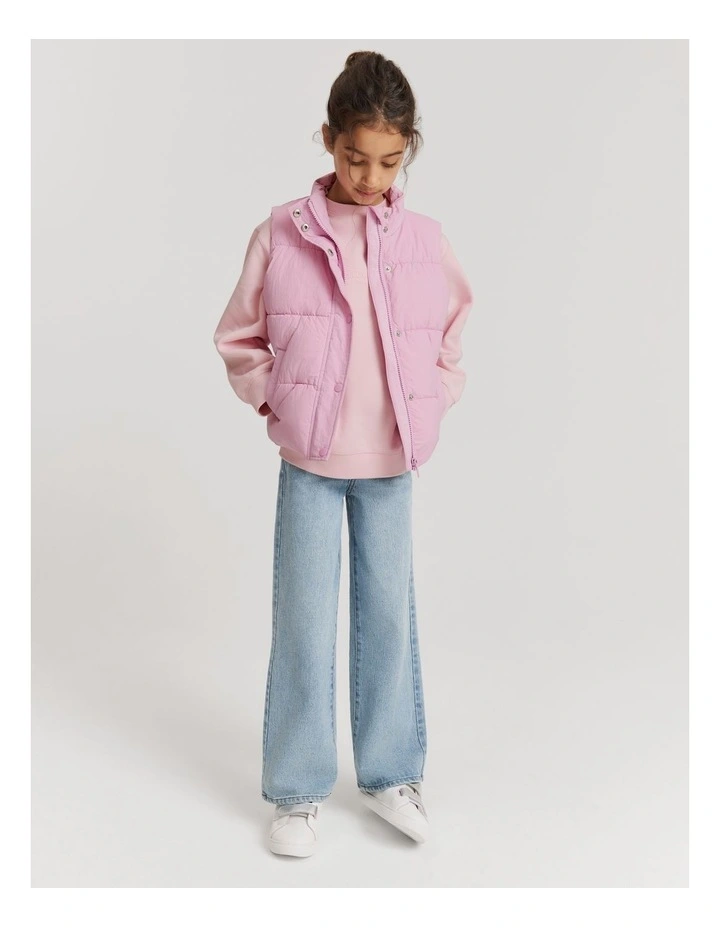 Recycled Nylon Puffer Vest Jacket in Rose image 1