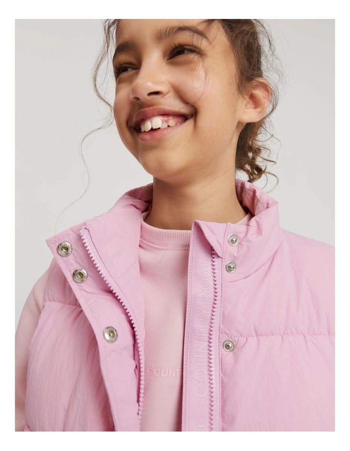 Recycled Nylon Puffer Vest Jacket in Rose image 2
