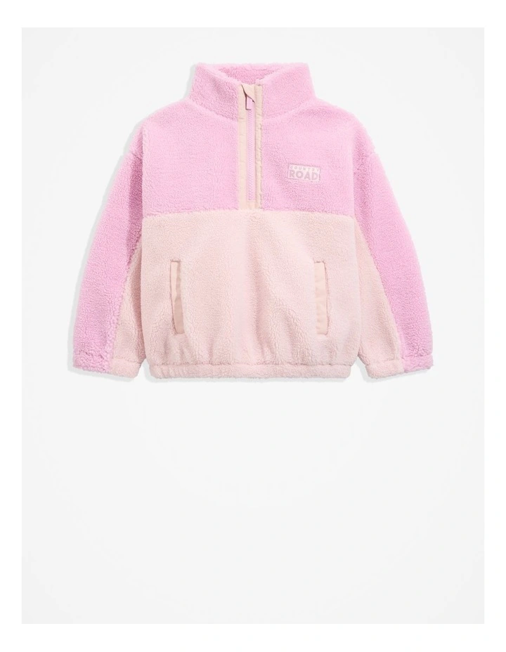 Recycled Polyester Sherpa Sweat in Pink Multi image 1