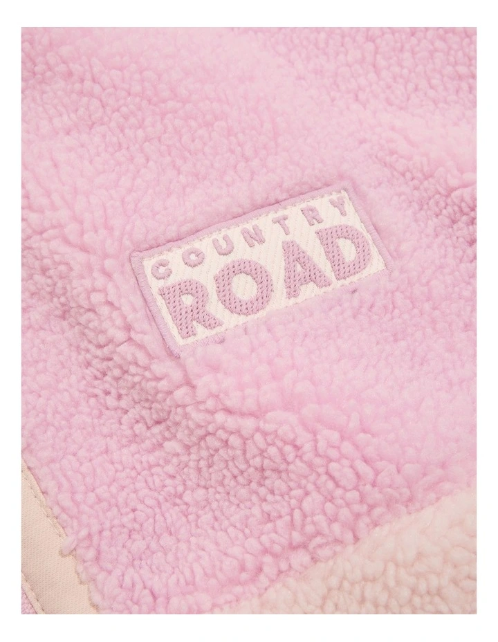 Recycled Polyester Sherpa Sweat in Pink Multi image 2