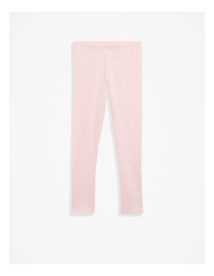Organically Grown Cotton Blend Solid Rib Legging in Mineral Pink image 1