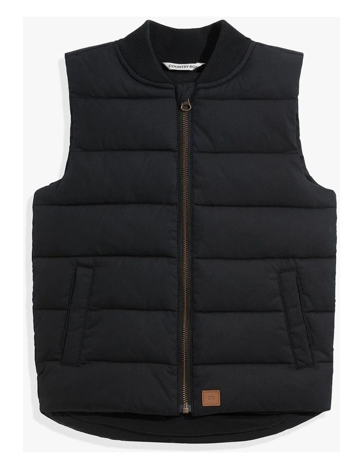 Rib Nylon Vest in Black image 1