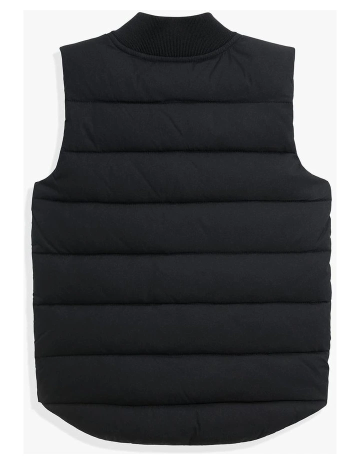Rib Nylon Vest in Black image 3