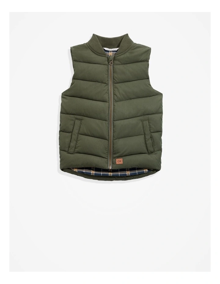 Rib Nylon Vest in Khaki Green image 1