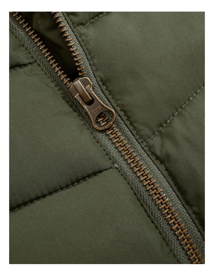 Rib Nylon Vest in Khaki Green image 2
