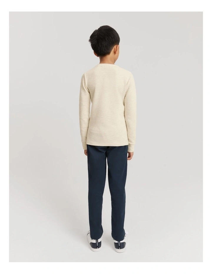 Slub Texture Henley Top in Oatmeal Marle image 3