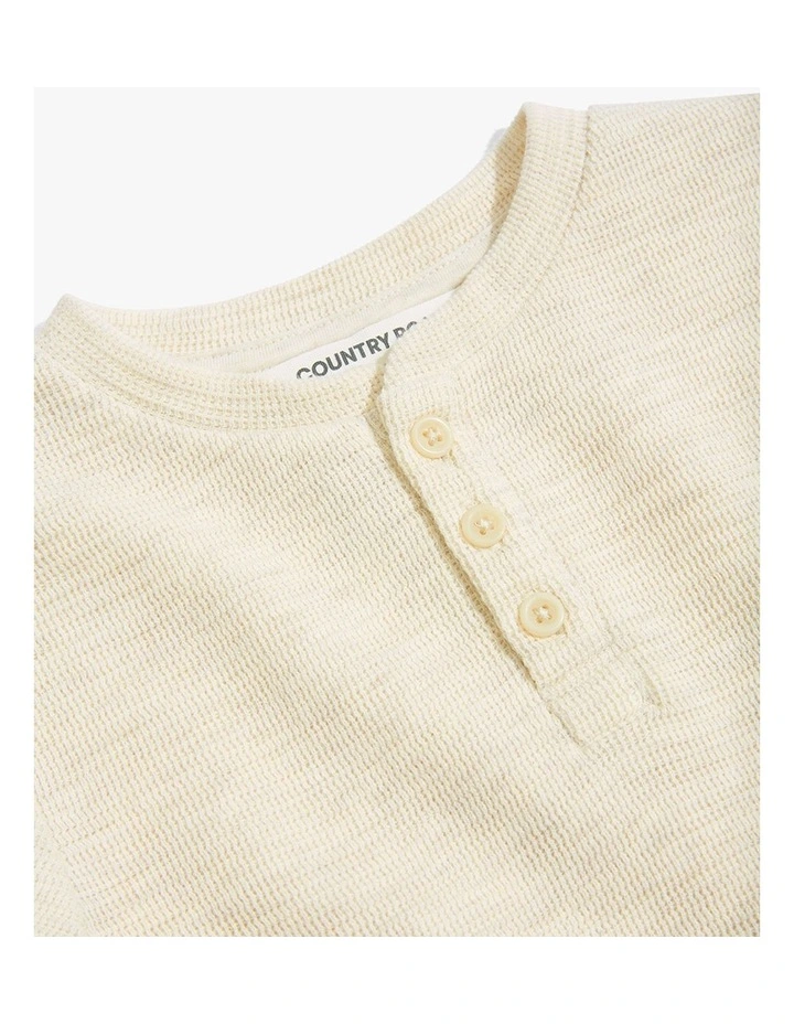 Slub Texture Henley Top in Oatmeal Marle image 4