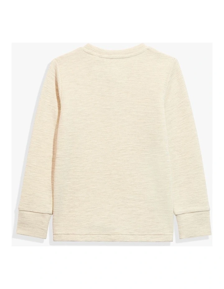 Slub Texture Henley Top in Oatmeal Marle image 5