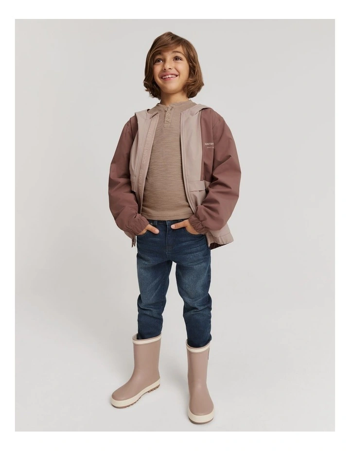 Blend Slub Texture Henley Sweat Top in Mushroom image 2