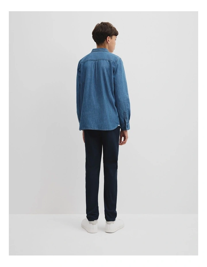 Cotton Chambray Shirt in Chambray Blue image 4