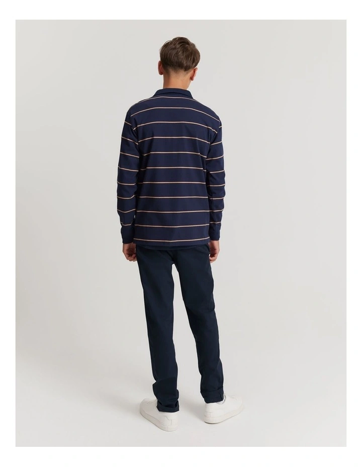 Block Stripe Long Sleeve Rugby T-shirt in Navy image 4