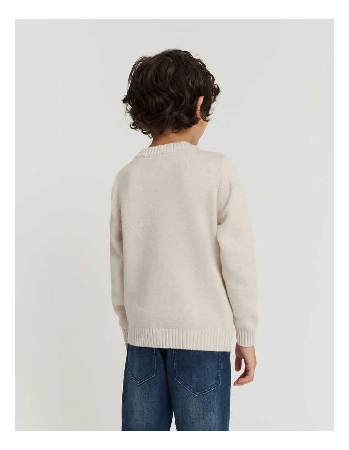 Organically Grown Cotton Blend Henley Knit in Oatmeal Marle image 3