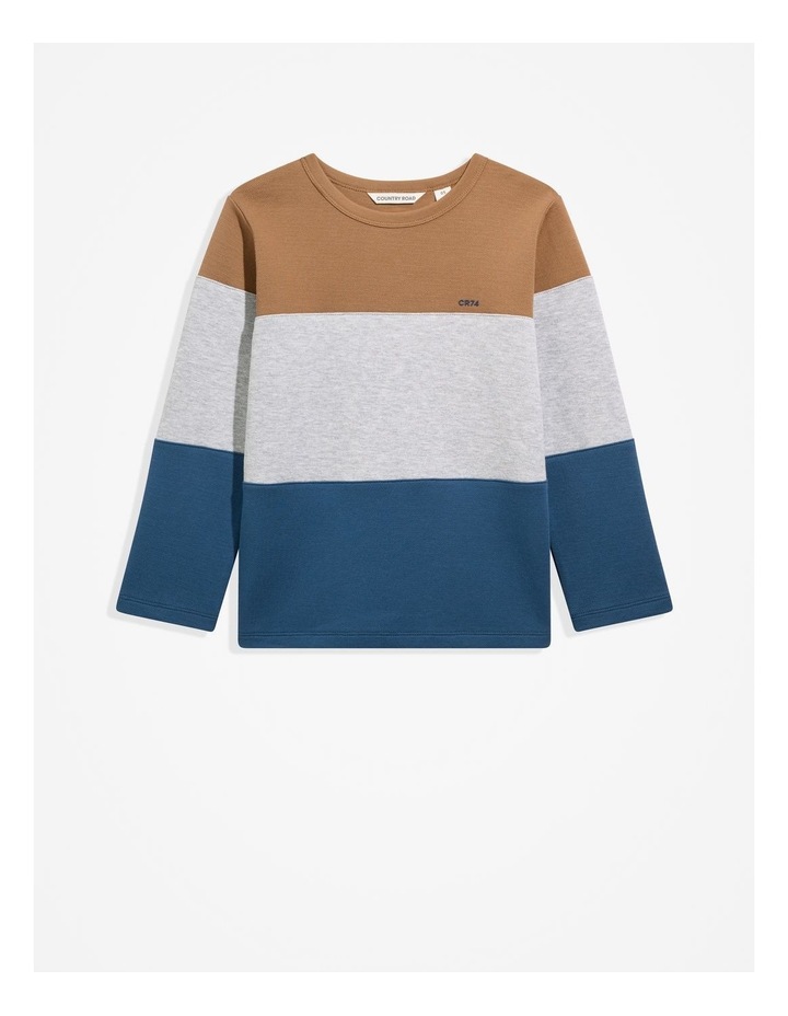 Organically Grown Cotton Block Stripe T-shirt in Electric Blue