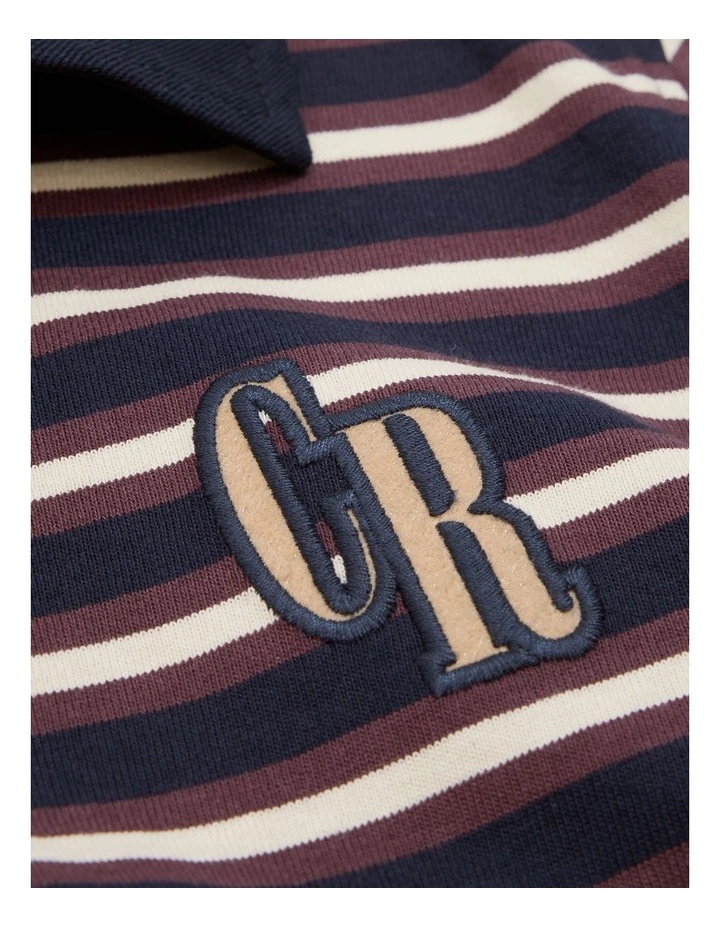 Organically Grown Cotton Long Sleeve Block Stripe Rugby Sweat in Navy image 5