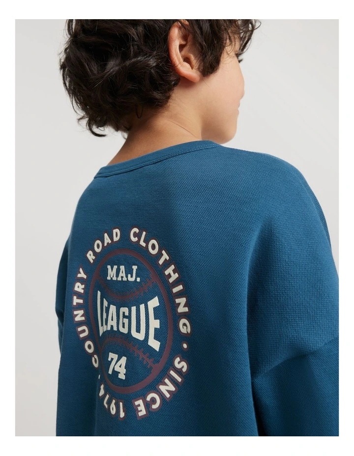 Organically Grown Cotton Baseball T-shirt in Electric Blue image 2