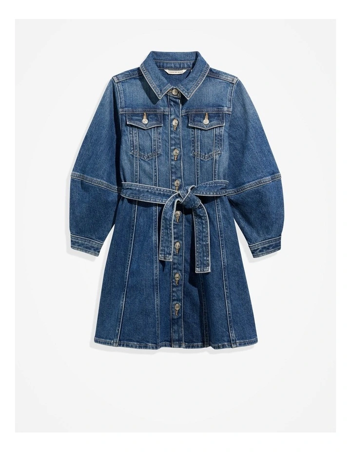Country Road Blouson Denim Mini Dress in Light Wash | MYER