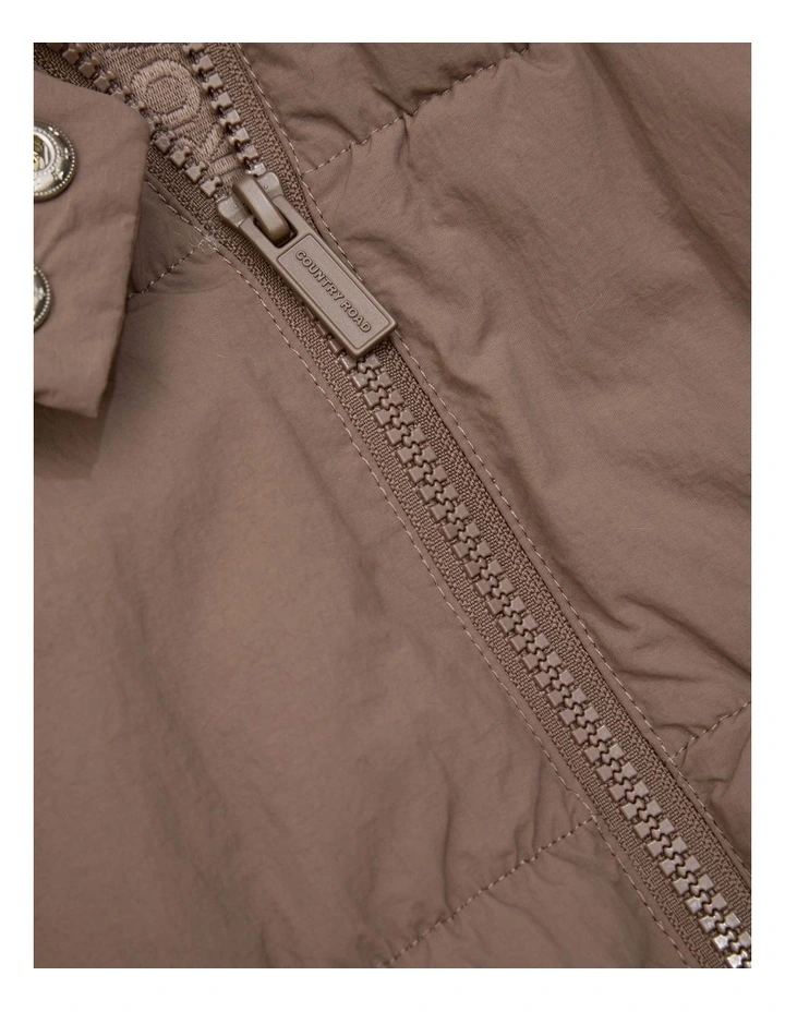 Recycled Nylon Puffer Sweat Jacket in Chocolate image 5