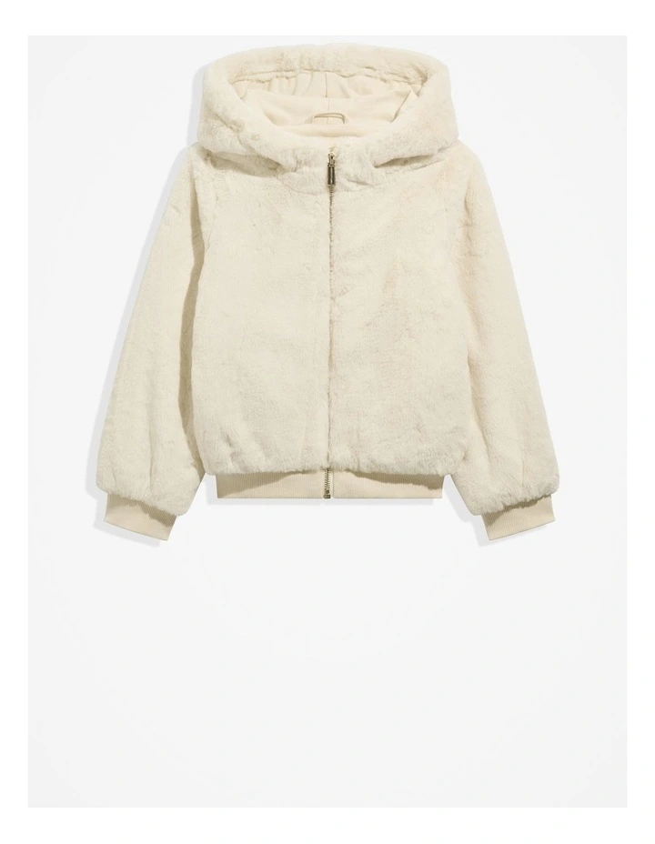 Faux Fur Jacket in Cream image 1
