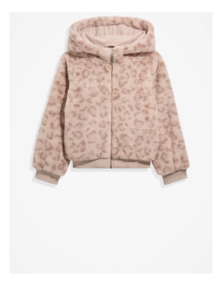 Faux Fur Jacket in Mushroom Animal image 1