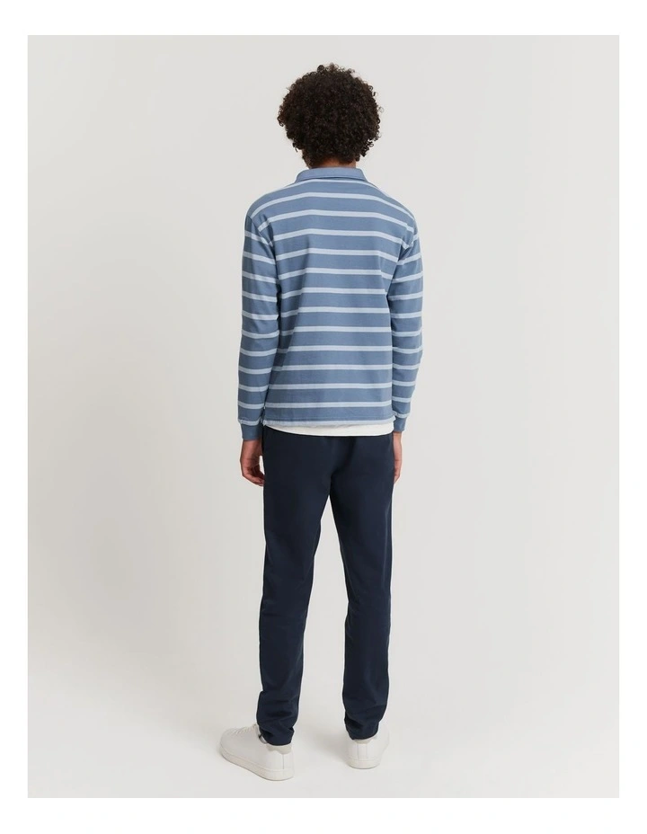 Teen Recycled Cotton Blend Stripe Rugby Top in Washed Blue image 4