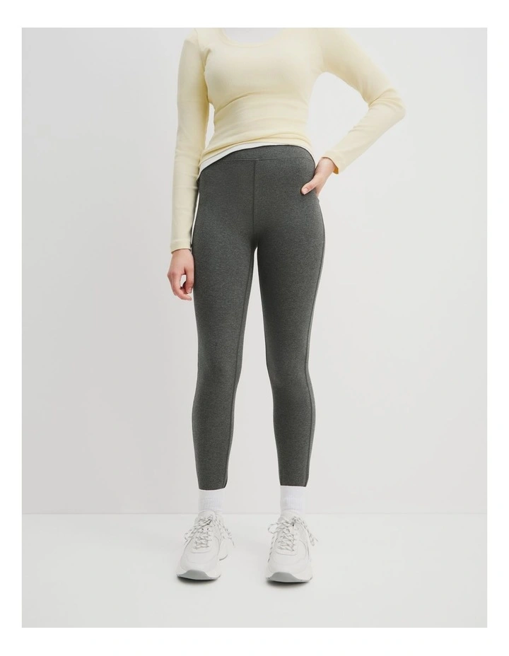 Teen Logo Legging in Mid Grey Marle image 3