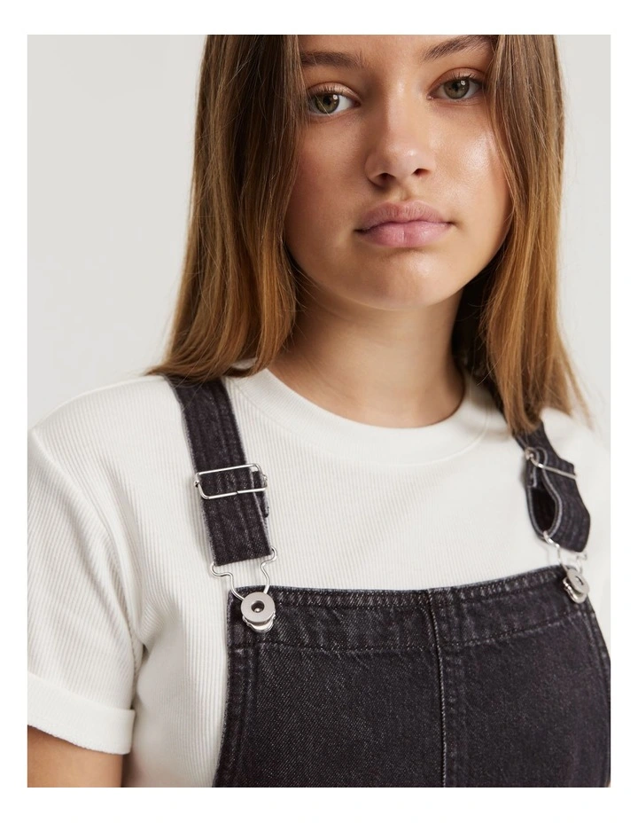 Teen Denim Overall Jeans in Washed Black image 2
