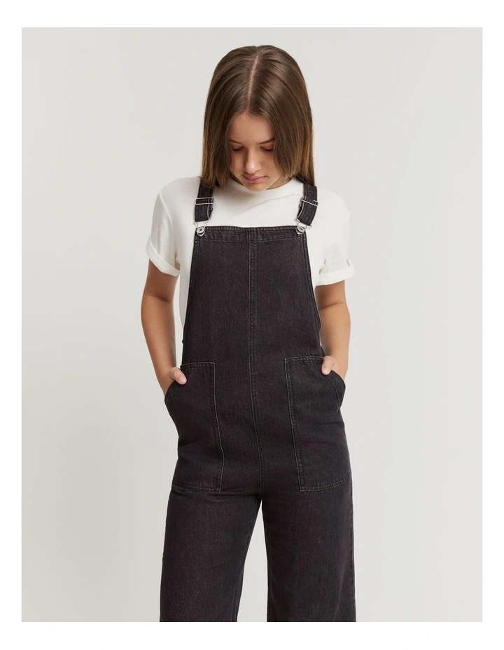 Teen Denim Overall Jeans in Washed Black image 3