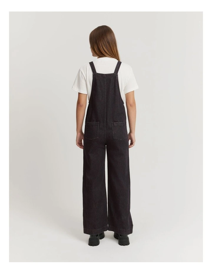 Teen Denim Overall Jeans in Washed Black image 4