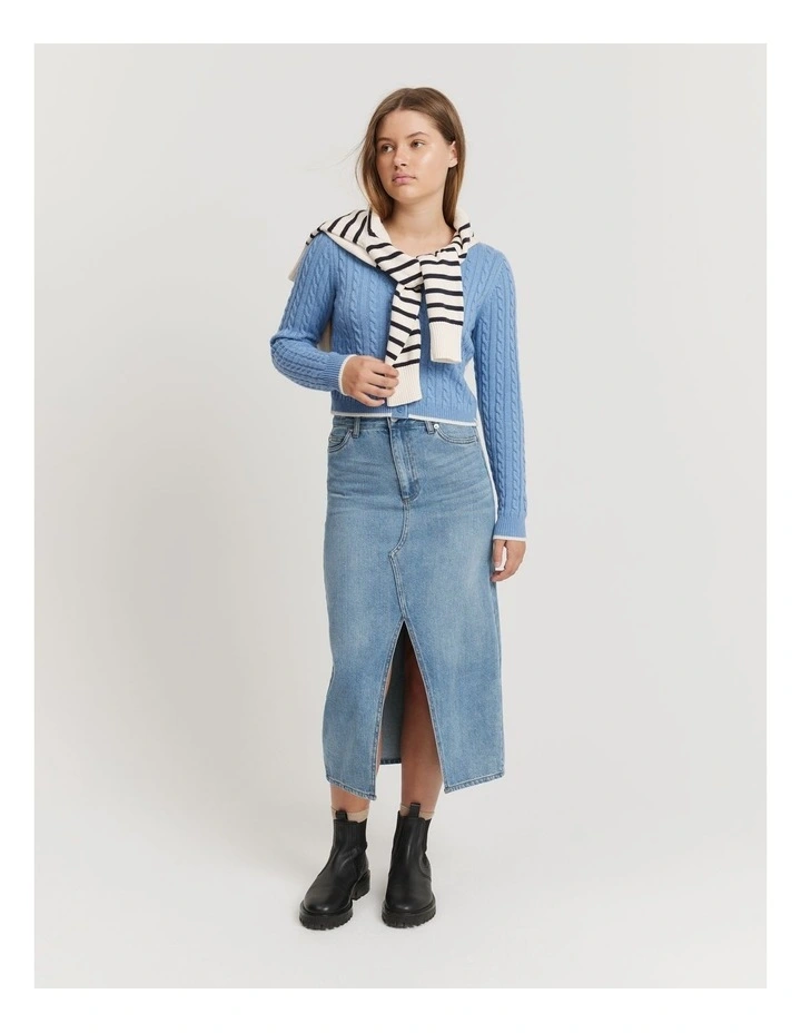 Teen Denim Midi Skirt in Light Blue image 1