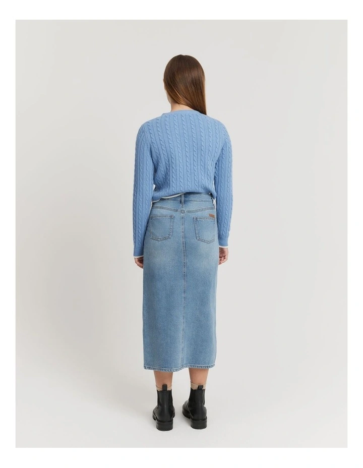 Teen Denim Midi Skirt in Light Blue image 4