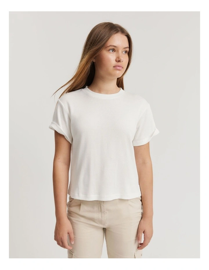 Teen Recycled Cotton Relaxed Rib T-shirt in Marshmallow image 1