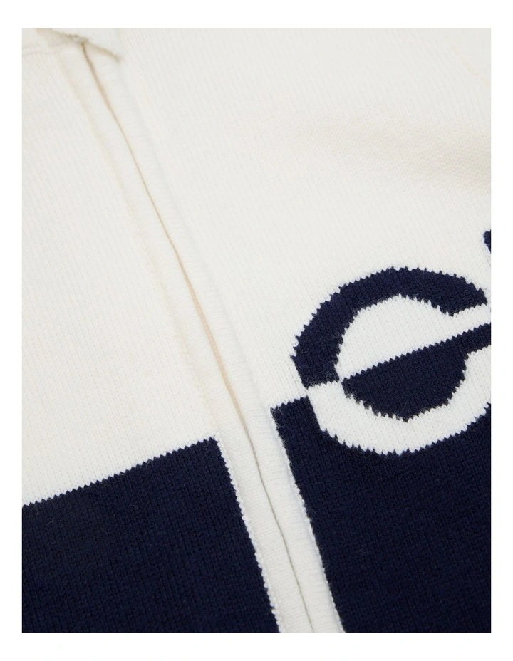 Organically Grown Cotton Logo Knit Jumpsuit in Navy image 5