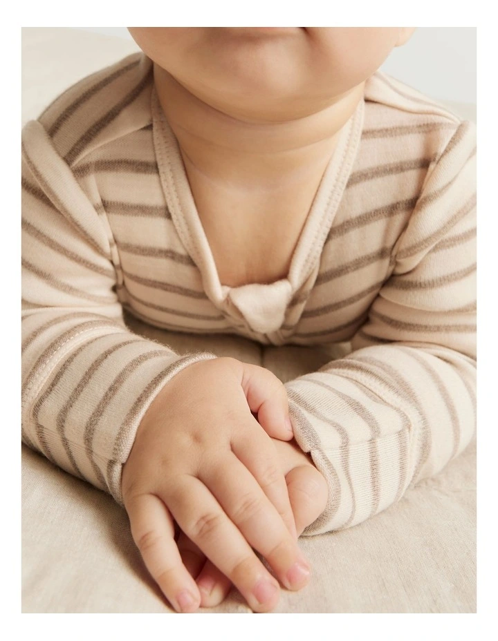 Merino Wool Stripe Jumpsuit in Chocolate image 2