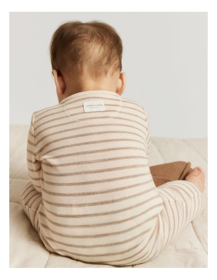 Merino Wool Stripe Jumpsuit in Chocolate image 4