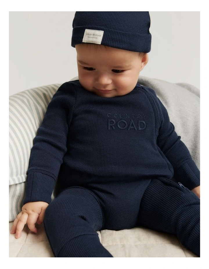 Organic Waffle Jumpsuit in Navy image 1