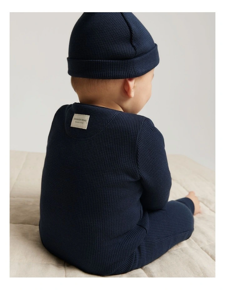 Organic Waffle Jumpsuit in Navy image 2