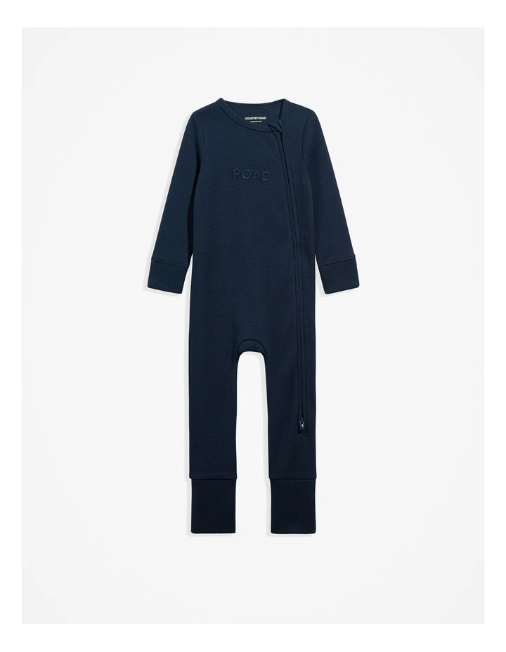 Organic Waffle Jumpsuit in Navy image 3