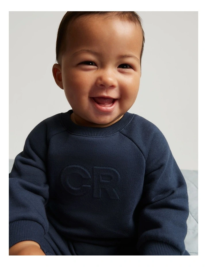 Gots-certified Organic Oversized Logo Jumpsuit in Navy image 1