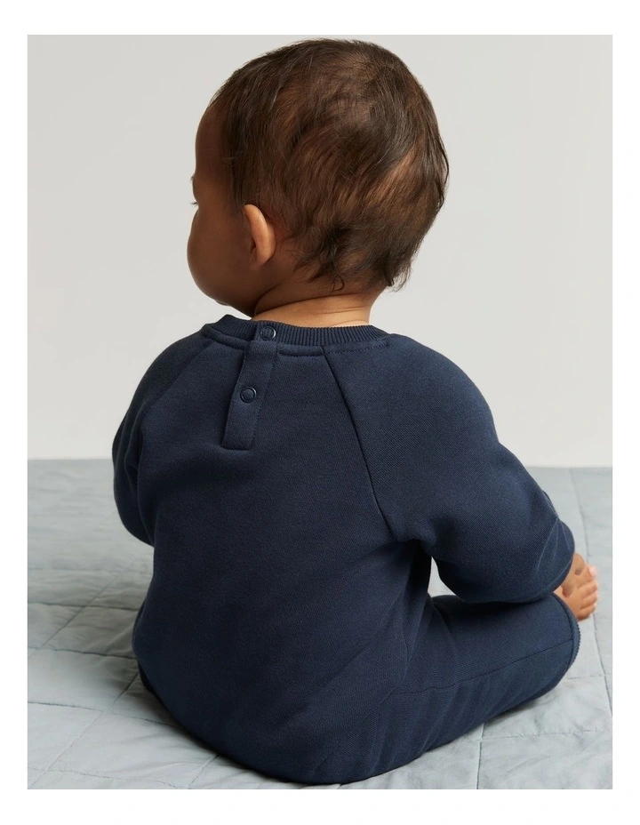 Gots-certified Organic Oversized Logo Jumpsuit in Navy image 2