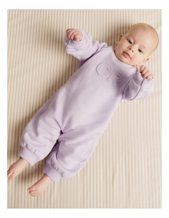 Gots-certified Organic Oversized Logo Jumpsuit in Lilac image 2