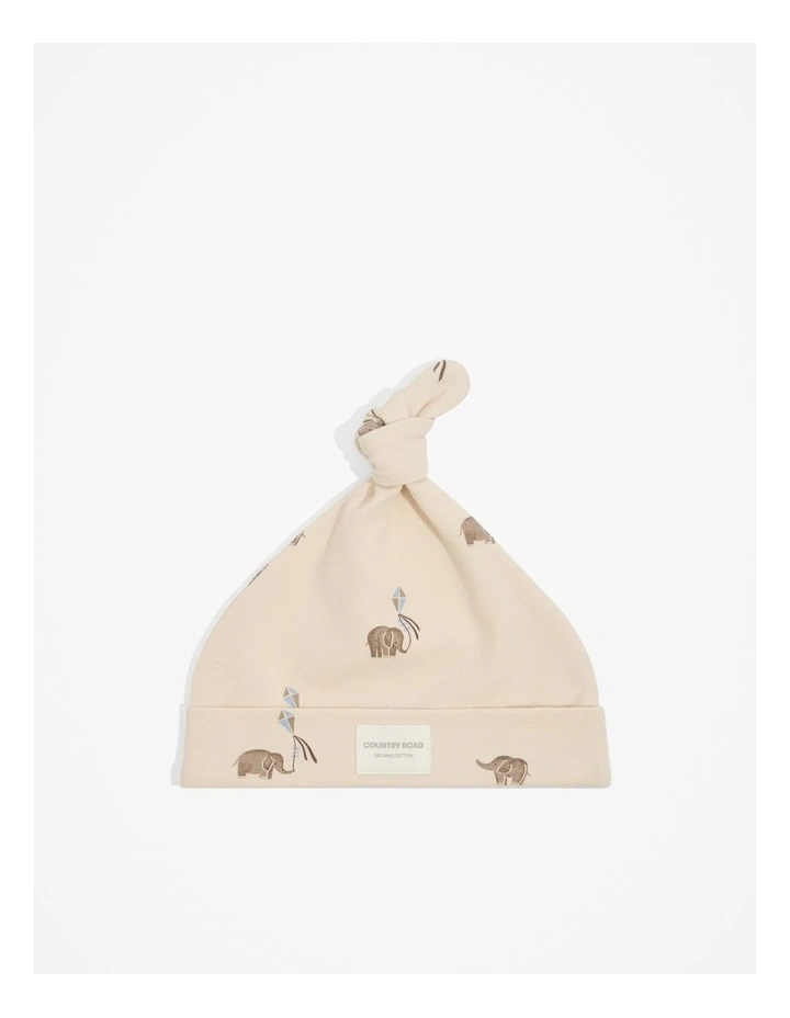 Organically Grown Cotton Elephant Beanie in Fawn image 1