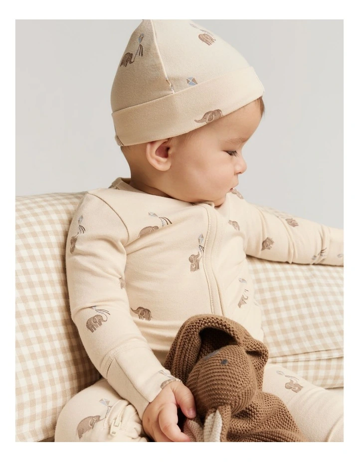 Organically Grown Cotton Elephant Beanie in Fawn image 2