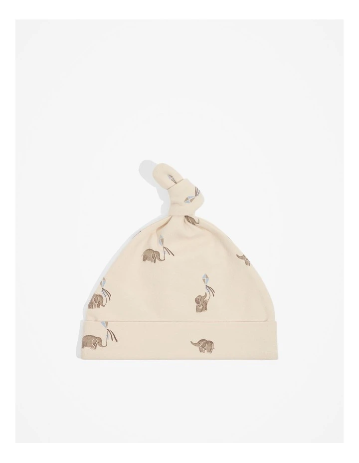 Organically Grown Cotton Elephant Beanie in Fawn image 4