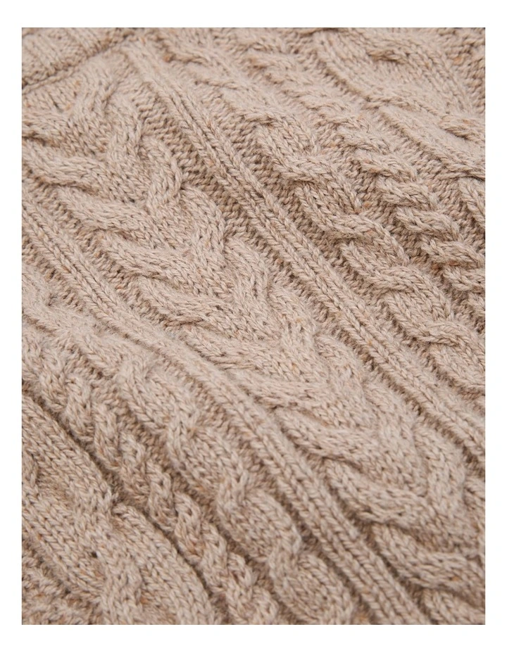 Organically Grown Cotton Cable Crew Knit in Mushroom image 2