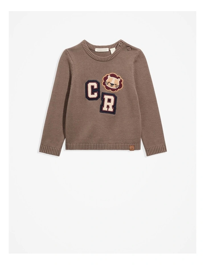 Organically Grown Cotton Mascot Knit in Chocolate image 1