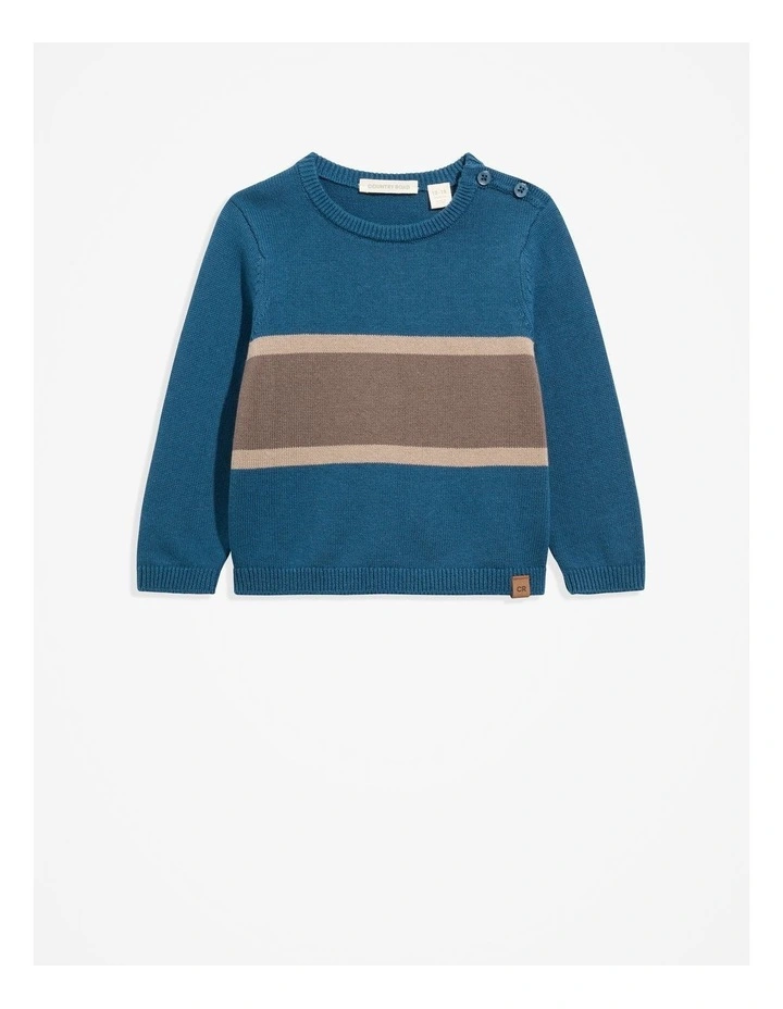 Organically Grown Cotton Colour Block Knit in Electric Blue image 1