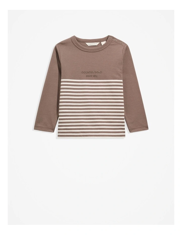 Modern Logo Stripe T-shirt in Chocolate image 1